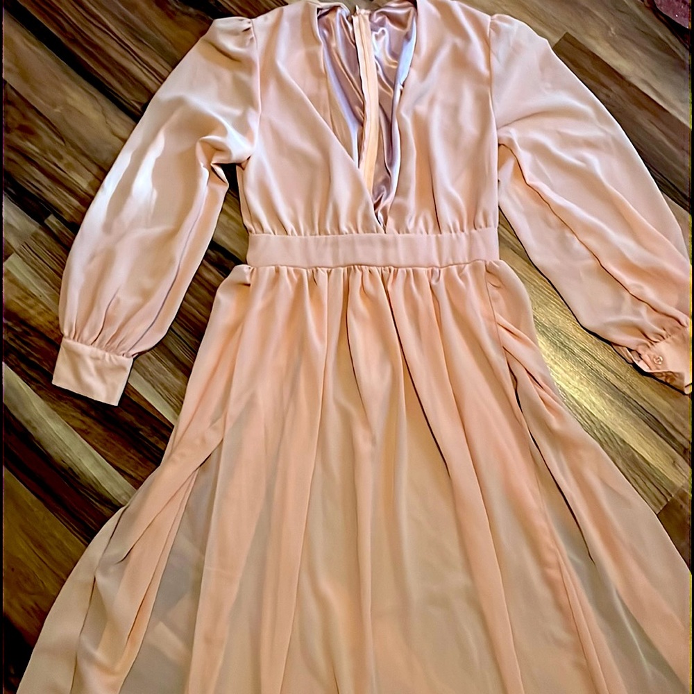 Nude Pink Long Split Gown